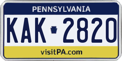 PA license plate KAK2820