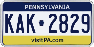 PA license plate KAK2829
