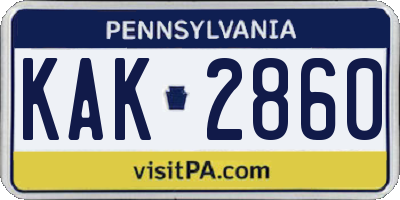PA license plate KAK2860