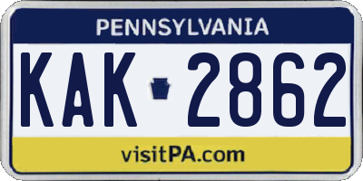 PA license plate KAK2862