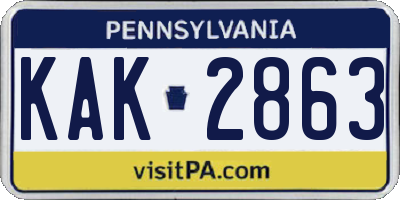 PA license plate KAK2863