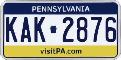 PA license plate KAK2876