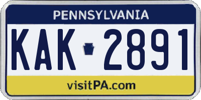 PA license plate KAK2891