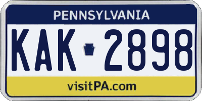 PA license plate KAK2898