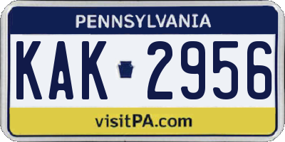PA license plate KAK2956