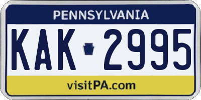 PA license plate KAK2995