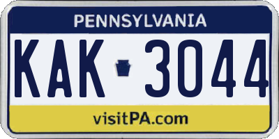 PA license plate KAK3044