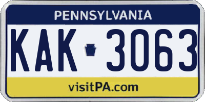 PA license plate KAK3063