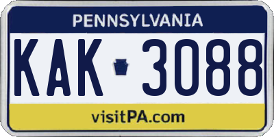 PA license plate KAK3088