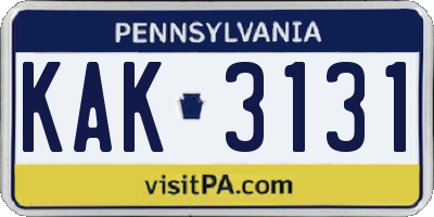 PA license plate KAK3131