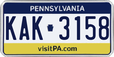 PA license plate KAK3158