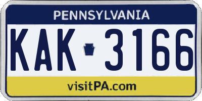 PA license plate KAK3166