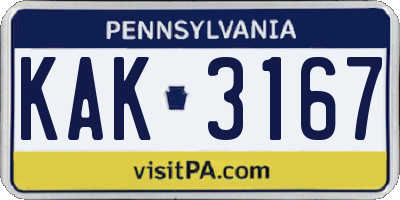 PA license plate KAK3167