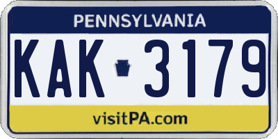 PA license plate KAK3179