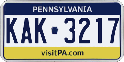 PA license plate KAK3217