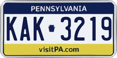 PA license plate KAK3219