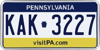 PA license plate KAK3227