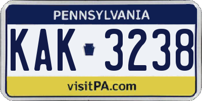 PA license plate KAK3238