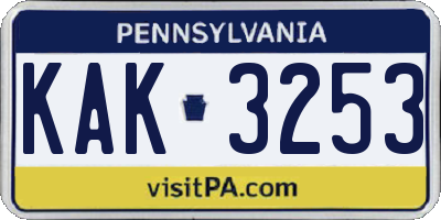 PA license plate KAK3253
