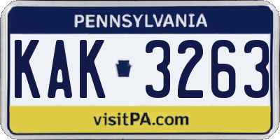 PA license plate KAK3263