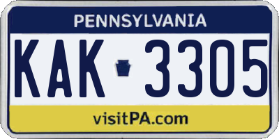 PA license plate KAK3305