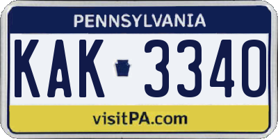 PA license plate KAK3340