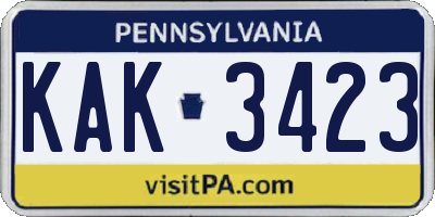 PA license plate KAK3423