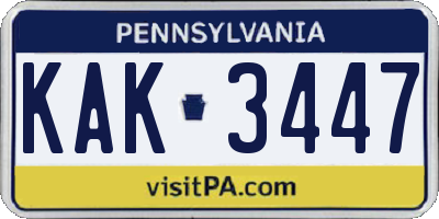 PA license plate KAK3447