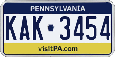PA license plate KAK3454