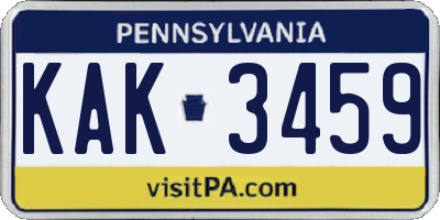 PA license plate KAK3459