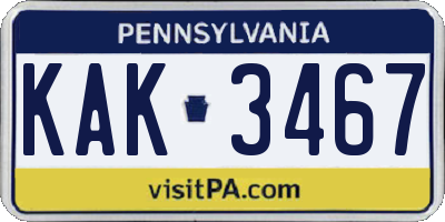 PA license plate KAK3467