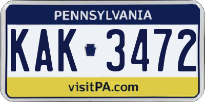 PA license plate KAK3472