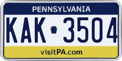 PA license plate KAK3504