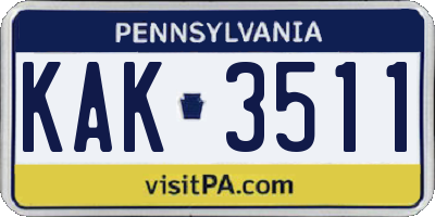 PA license plate KAK3511