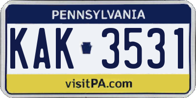 PA license plate KAK3531