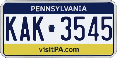 PA license plate KAK3545