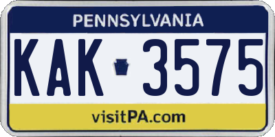 PA license plate KAK3575