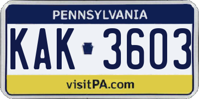 PA license plate KAK3603