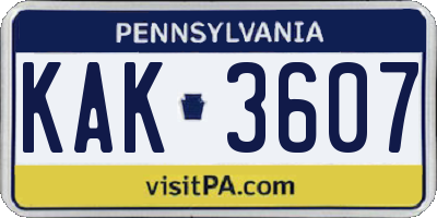 PA license plate KAK3607