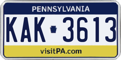 PA license plate KAK3613