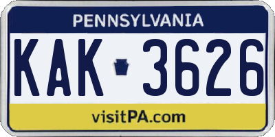 PA license plate KAK3626