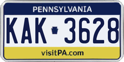 PA license plate KAK3628