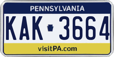 PA license plate KAK3664