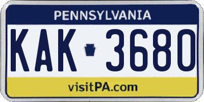 PA license plate KAK3680