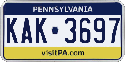 PA license plate KAK3697
