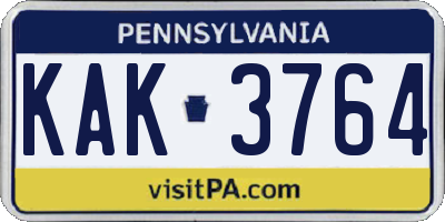 PA license plate KAK3764