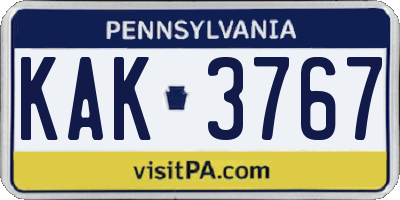 PA license plate KAK3767