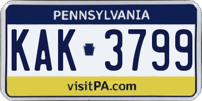 PA license plate KAK3799