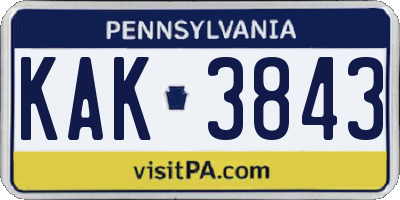PA license plate KAK3843