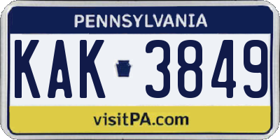 PA license plate KAK3849